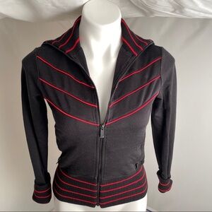 Bebe Sport Black and Red fitted full zip track jacket
